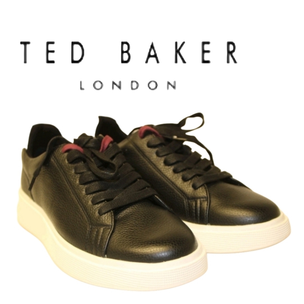 Ted Baker London NEW Layton Black Leather Low Top Sneakers M8.5 W10 41 - Picture 2 of 13